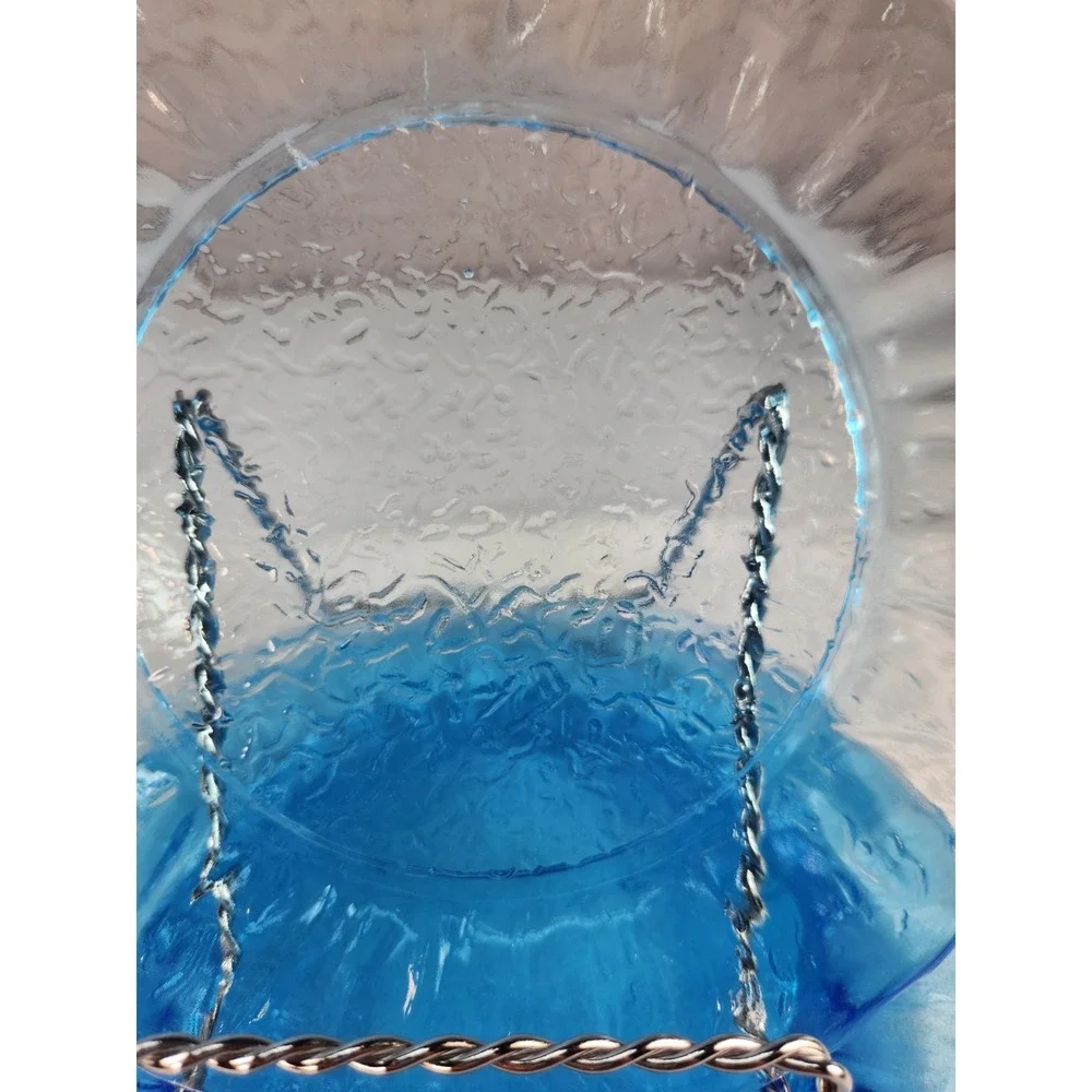 Morgantown Glass Gloria Blue Crinkle SET of 4 Salad/Dessert /Bread Plates VTG